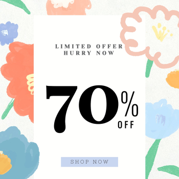 Sale 70% off promotion floral background psd