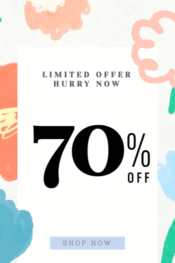 Sale 70% off promotion floral background vector
