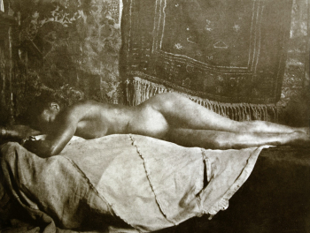 Reclining Nude. Liggend naakt (1800&ndash;1900) by George Hendrik Breitner. Original from The Rijksmuseum. Digitally enhanced by rawpixel.