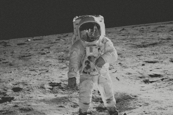 Astronaut walking on the moon in black andâ¦ | Free stock photo | High Resolution image