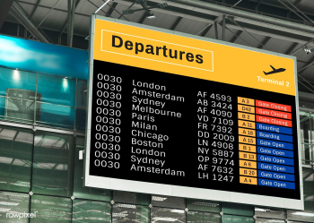 Announcement screen mockup at the airport | Free stock psd mockup - 534792