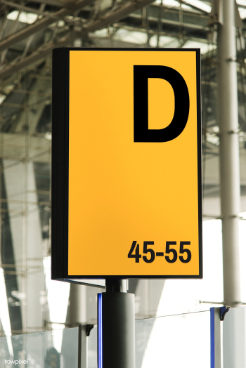 Signboard mockup at an airport | Free stock psd mockup - 534808