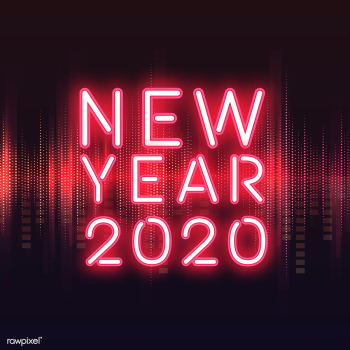 Red new year 2020 neon sign vector | Free stock vector - 535199
