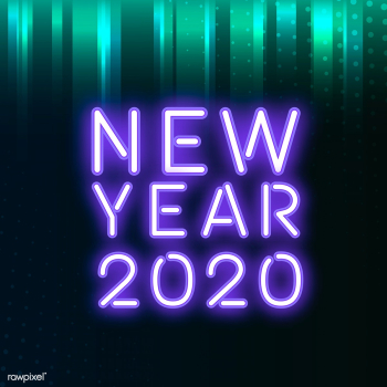 Violet new year 2020 neon sign vector | Free stock vector - 535270