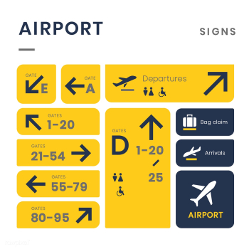 Airport signs icon vector set | Free stock vector - 538334