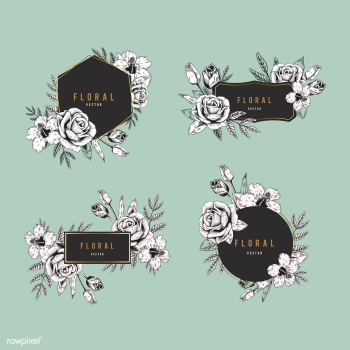Floral badge set | Free stock vector - 553227