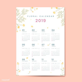 Floral calendar mockup | Free stock vector - 554994