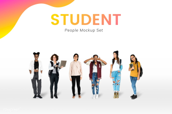 Diverse student group mockup collection | Free stock psd mockup - 591395
