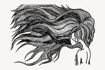 Flowing hair girl hand drawn, | Free Vector - rawpixel