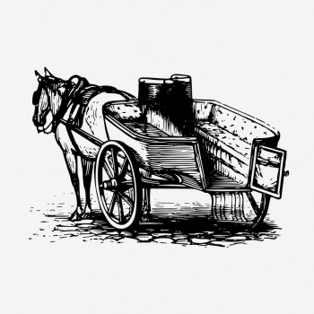 Jaunting car drawing, vintage transportation | Free Photo - rawpixel