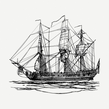 Sailing ship drawing, vintage vehicle | Free PSD - rawpixel