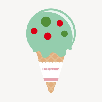 Green ice-cream cone clipart, cute | Free Vector - rawpixel