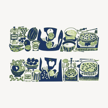 Cooking table clipart, green abstract | Free Vector - rawpixel
