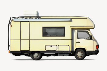 Beige campervan sticker, vehicle collage | Free PSD - rawpixel