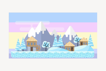 Winter village clipart, pastel illustration | Free Vector - rawpixel