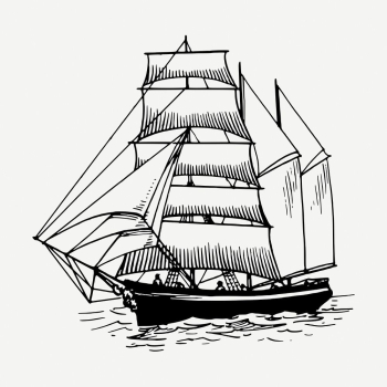 Sailing ship drawing, vintage vehicle | Free PSD - rawpixel