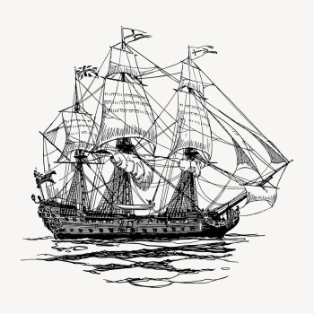 Sailing ship drawing, vintage vehicle | Free Vector - rawpixel