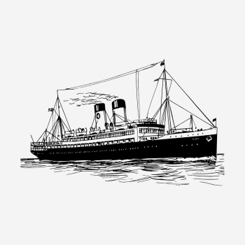 Steamship drawing, vintage vehicle illustration. | Free Photo - rawpixel
