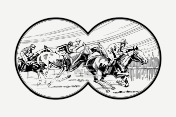 Horse racing drawing, binoculars view | Free PSD - rawpixel
