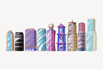 Colorful buildings clipart, cartoon architecture | Free Photo - rawpixel