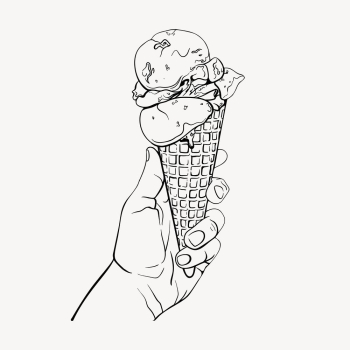 Hand holding ice-cream cone drawing, | Free Vector - rawpixel