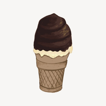 Chocolate ice-cream cone clipart, dessert | Free PSD - rawpixel