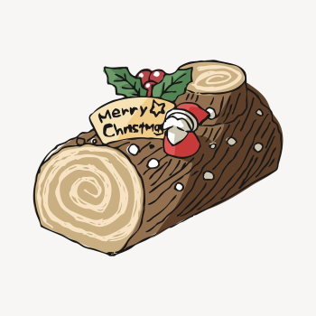 Christmas log cake clipart, dessert | Free Photo - rawpixel