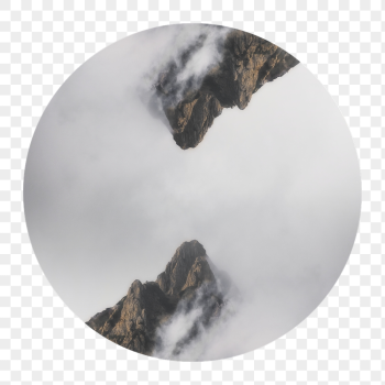 Png foggy mountain peaks badge | Free PNG - rawpixel