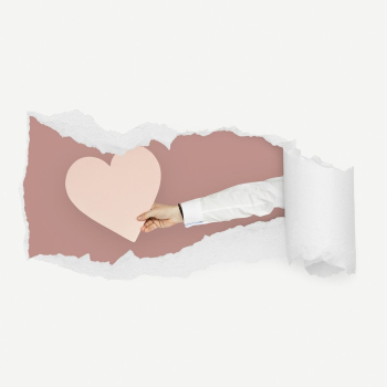 Hand holding heart torn paper | Free PSD - rawpixel
