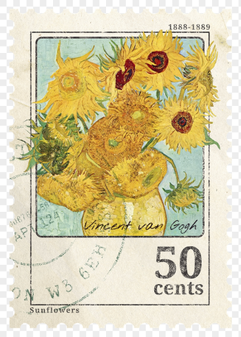 Png sunflower, Van Gogh, stamp | Free PNG - rawpixel
