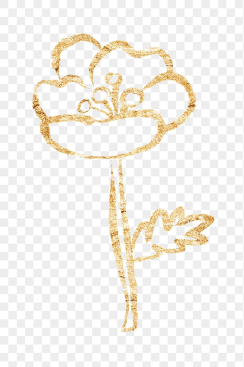 Blooming flower png sticker, gold | Free PNG Illustration - rawpixel
