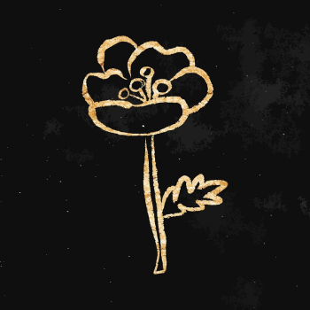 Blooming flower sticker, gold aesthetic | Free Vector Illustration - rawpixel