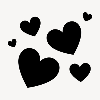 Black hearts sticker, cute flat | Free PSD - rawpixel