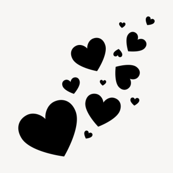 Black hearts sticker, cute flat | Free PSD - rawpixel