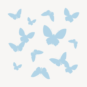 Blue butterflies silhouette sticker, flat | Free PSD - rawpixel