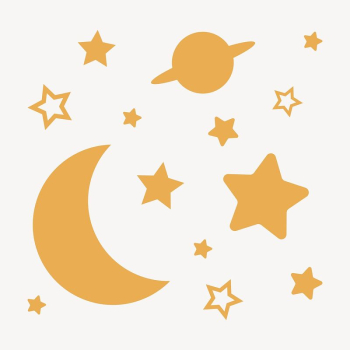 Moon, space clipart, yellow stars | Free Vector - rawpixel