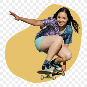 Girl skateboarding png badge sticker, | Free PNG - rawpixel