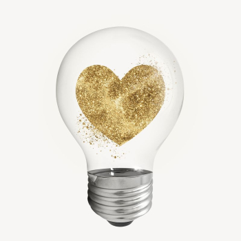 Gold glittery heart sticker, light | Free PSD - rawpixel