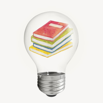 Watercolor books sticker, light bulb | Free PSD - rawpixel