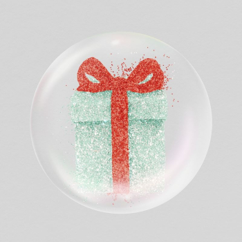 Christmas present sticker, glittery object | Free PSD - rawpixel