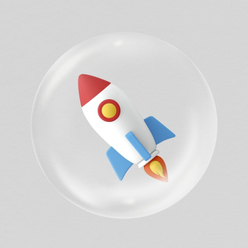 3D rocket in bubble sticker, | Free PSD - rawpixel