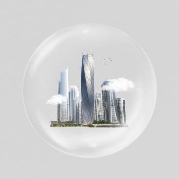Cityscape  in bubble sticker, | Free PSD - rawpixel