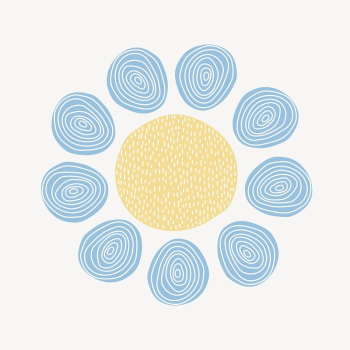 Blue flower, patterned doodle collage | Free PSD - rawpixel
