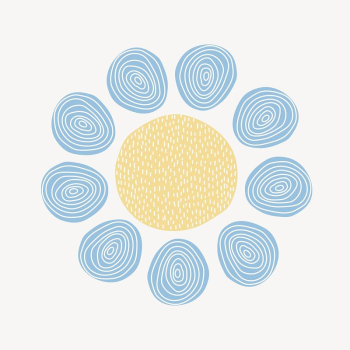 Blue flower, patterned doodle collage | Free Vector - rawpixel