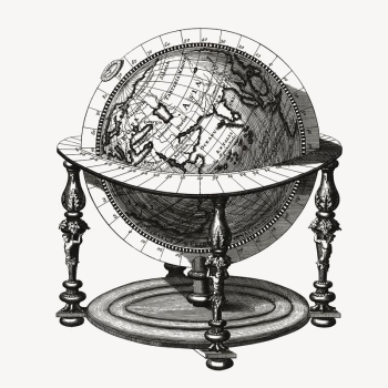 Globe collage element, hand drawn | Free PSD Illustration - rawpixel