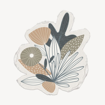 Flower collage element, doodle botanical | Free PSD - rawpixel