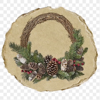 Christmas wreath png sticker, ripped | Free PNG - rawpixel