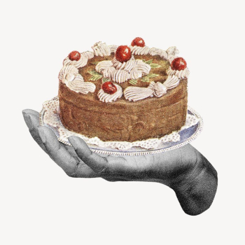 Hand holding birthday cake, vintage | Free PSD - rawpixel