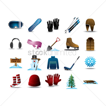 Set of winter items