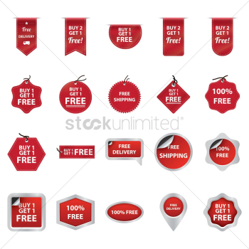 Set of offer labels and tags